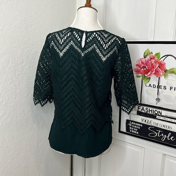 Maje Losa Layered Lace Top in Vert Size 1/36/S - Picture 5 of 11